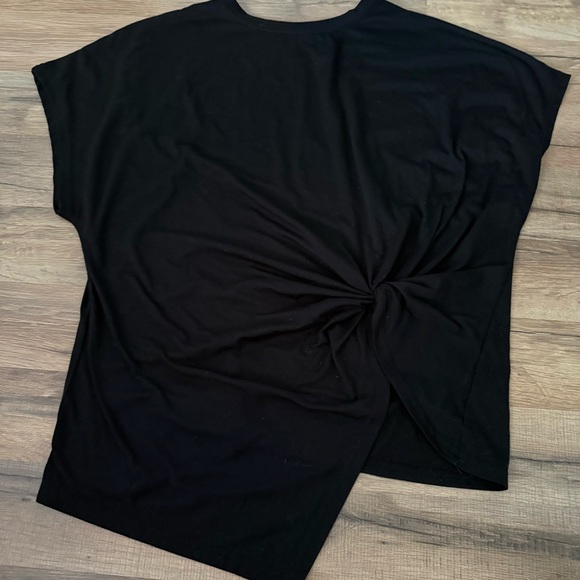 SHEIN Tops - SHEIN Black Asymmetrical Tie Front Short Sleeve Tee